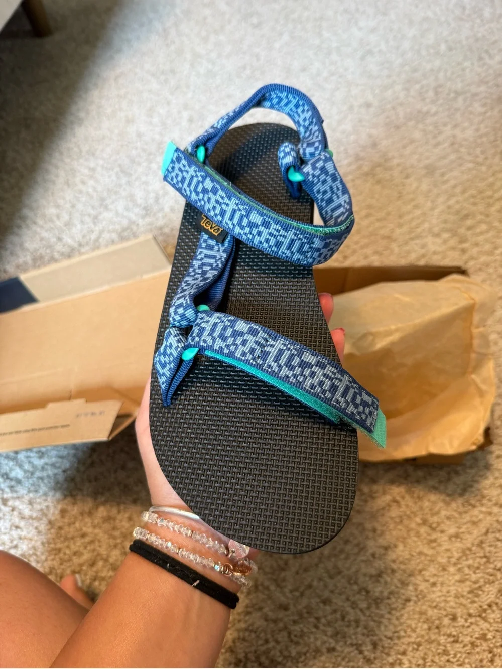 Teva Kids' Blue Patterned Adjustable Trail Sandals